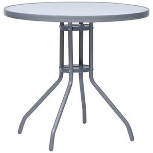 Zahradní stůl světle šedý 80 cm ocel a sklo 312215