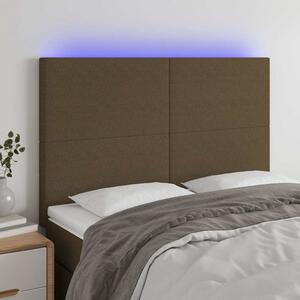 Čelo postele s LED tmavě hnědé 144x5x118/128 cm textil 3122145