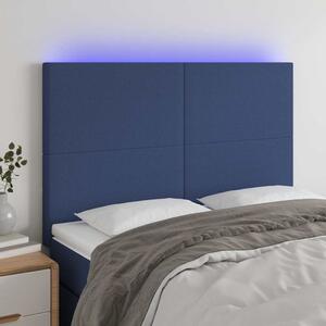 Čelo postele s LED modré 144x5x118/128 cm textil 3122148