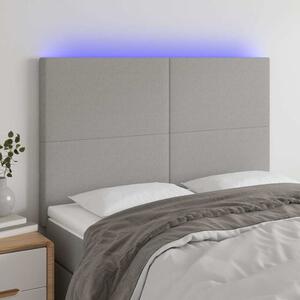 Čelo postele s LED světle šedé 144x5x118/128 cm textil 3122142