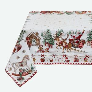 Žakarový vánoční ubrus Santa na saních 160x160 cm