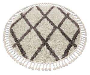 Kulatý koberec BERBER TROIK, krémový střapce, Maroko, Shaggy velikost kruh 160 cm | krásné koberce cz
