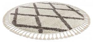 Kulatý koberec BERBER TROIK, krémový střapce, Maroko, Shaggy velikost kruh 120 cm | krásné koberce cz