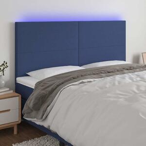 Čelo postele s LED modré 160x5x118/128 cm textil 3122156