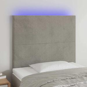 Čelo postele s LED světle šedé 80x5x118/128 cm samet 3122174