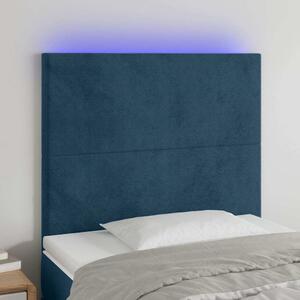 Čelo postele s LED tmavě modré 80x5x118/128 cm samet 3122178
