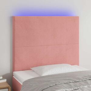 Čelo postele s LED růžové 80x5x118/128 cm samet 3122179