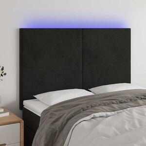Čelo postele s LED černé 144x5x118/128 cm samet 3122194