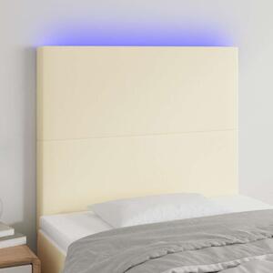 Čelo postele s LED krémové 80x5x118/128 cm umělá kůže 3122218