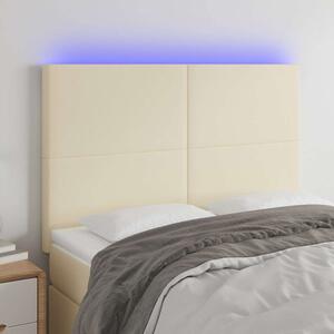 Čelo postele s LED krémové 144x5x118/128 cm umělá kůže 3122236