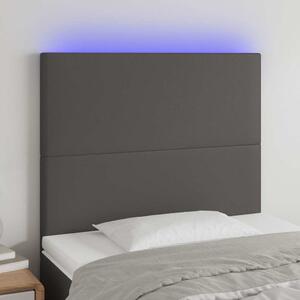 Čelo postele s LED šedé 90x5x118/128 cm umělá kůže 3122226