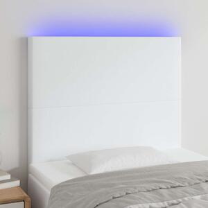 Čelo postele s LED bílé 100x5x118/128 cm umělá kůže 3122229