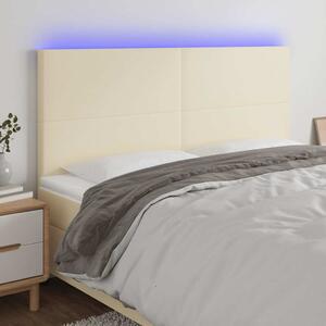 Čelo postele s LED krémové 160x5x118/128 cm umělá kůže 3122242