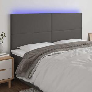 Čelo postele s LED šedé 200x5x118/128 cm umělá kůže 3122256
