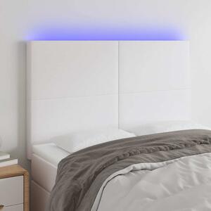 Čelo postele s LED bílé 144x5x118/128 cm umělá kůže 3122235