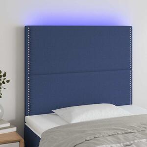 Čelo postele s LED modré 100x5x118/128 cm textil 3122280
