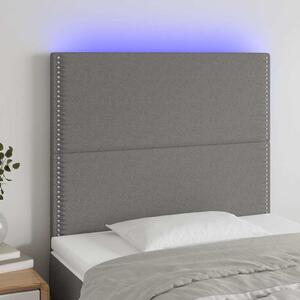 Čelo postele s LED tmavě šedé 100x5x118/128 cm textil 3122275