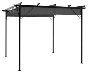 Pergola se zatahovací střechou antracitová 3x3 m ocel 180 g/m² 312226