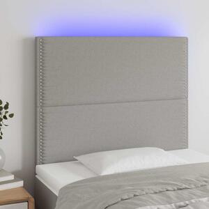Čelo postele s LED světle šedé 100x5x118/128 cm textil 3122274