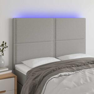 Čelo postele s LED světle šedé 144x5x118/128 cm textil 3122282