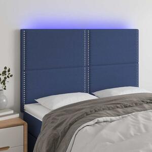 Čelo postele s LED modré 144x5x118/128 cm textil 3122288