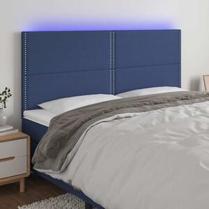 Čelo postele s LED modrá 200x5x118/128 cm textil 3122312
