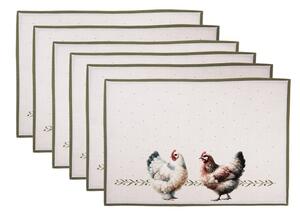6ks béžové prostírání se slepičkami Barnyard Chicken - 48*35 cm - Clayre & Eef