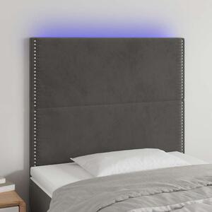 Čelo postele s LED tmavě šedé 100x5x118/128 cm samet 3122327