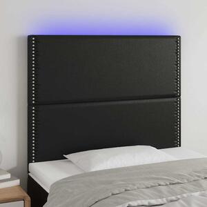 Čelo postele s LED černé 100x5x118/128 cm umělá kůže 3122368