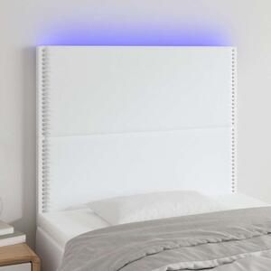 Čelo postele s LED bílé 100x5x118/128 cm umělá kůže 3122369