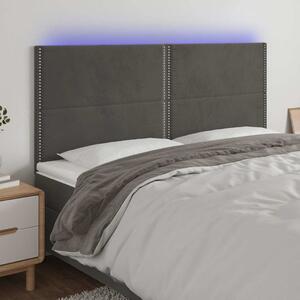 Čelo postele s LED tmavě šedé 200x5x118/128 cm samet 3122351