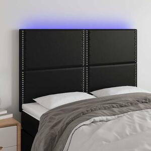 Čelo postele s LED černé 144x5x118/128 cm umělá kůže 3122374