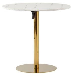 Jídelní stůl 80 LAMONT (světlý mramor + gold chrom + zlatá) (pro 2 osoby). 1091476