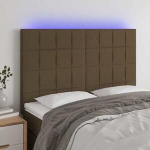 Čelo postele s LED tmavě hnědé 144x5x118/128 cm textil 3122425