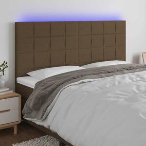 Čelo postele s LED tmavě hnědá 200x5x118/128 cm textil 3122449