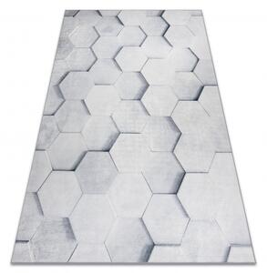 Dywany Luszczow Kusový koberec ANDRE pratelný 1180 Šestiúhelník Plástev Medu 3D protiskluz, bílá / zlato Rozměr koberce: 120 x 170 cm