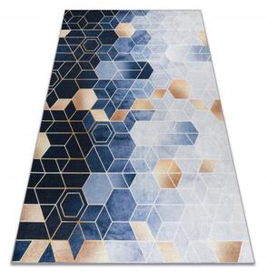 Dywany Luszczow Kusový koberec ANDRE pratelný 1216 Krychle, geometrický protiskluz, modrý Rozměr koberce: 120 x 170 cm
