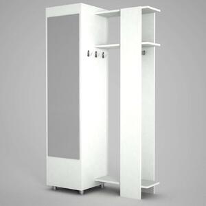 TRANE předsíňová stěna se zrcadlem, bílá