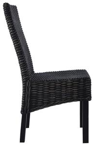 Jídelní židle 6 ks černé ratan kubu a mangovníkové dřevo