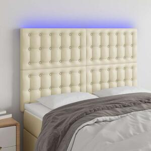 Čelo postele s LED krémové 144x5x118/128 cm umělá kůže 3122516