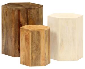 Konferenční stolek sada 3 kusů z masivního mangovníkového dřeva