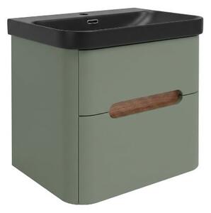 Koupelnová skříňka s umyvadlem SAT Fusion 57,5x53x45 cm eukalyptově zelená mat SATFUSION260EZBKM