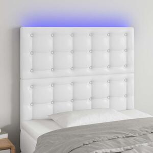 Čelo postele s LED bílé 100x5x118/128 cm umělá kůže 3122509