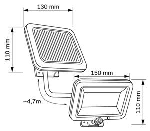 LED Solární reflektor se senzorem DUO LED/1W/3,7V 1200 mAh IP44