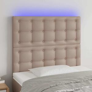 Čelo postele s LED cappuccino 100x5x118/128 cm umělá kůže 3122513