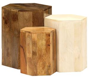 Konferenční stolek sada 3 kusů z masivního mangovníkového dřeva