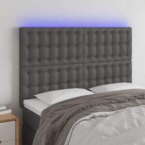 Čelo postele s LED šedé 144x5x118/128 cm umělá kůže 3122518