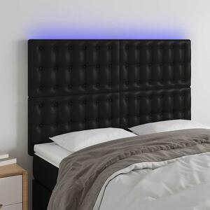 Čelo postele s LED černé 144x5x118/128 cm umělá kůže 3122514