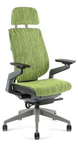 Office Pro Office Pro - kancelářská židle KARME mesh s podhlavníkem - zelená žíhaná