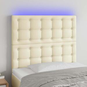 Čelo postele s LED krémové 80x5x118/128 cm umělá kůže 3122498
